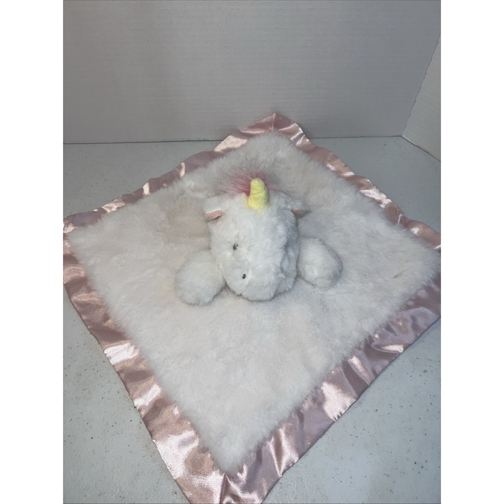 Cloud Island Unicorn Baby Security Blanket Pink Satin Trim Plush Lovey